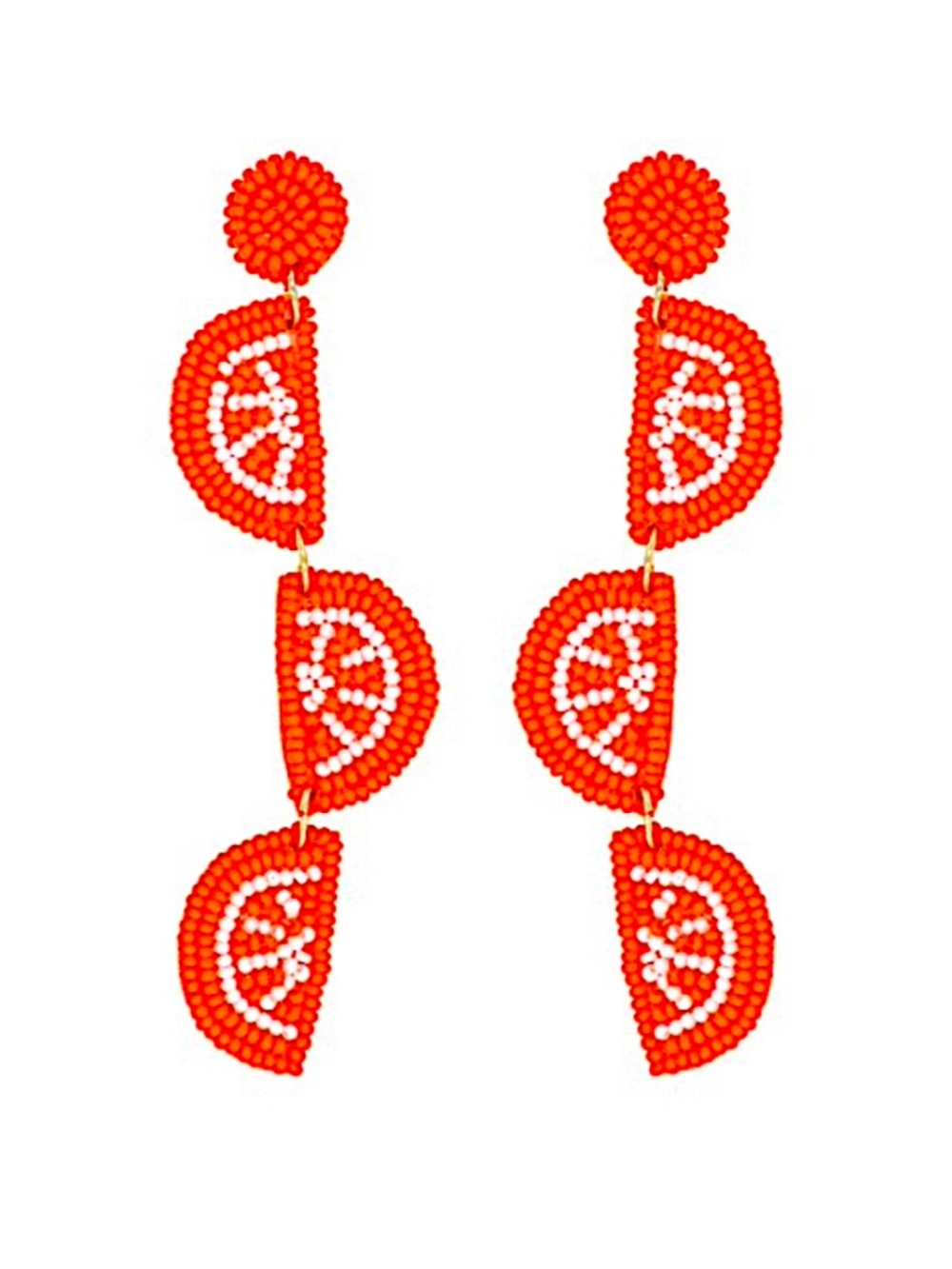 Beaded Orange Earring, Seed Bead Fruit Earring, Orange